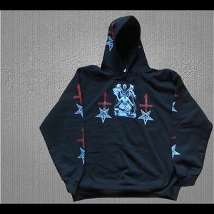 Baphomet hoodie EXTRA LARGE Size hail Satan inverted crosses